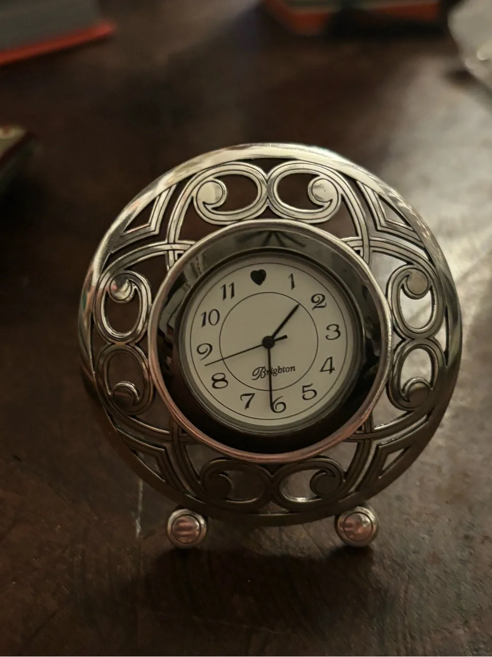 Vintage Brighton Silver Filigree Round Table Clock